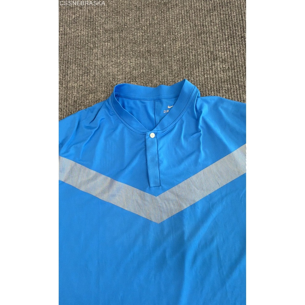 Nike Blue Tiger Woods Vapor Reflective Blade Collar Golf Shirt Men Chevron XXl - Picture 2 of 10